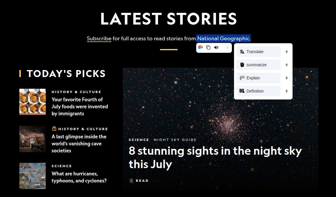 Contextual Support Assistant - AI-powered text explanations